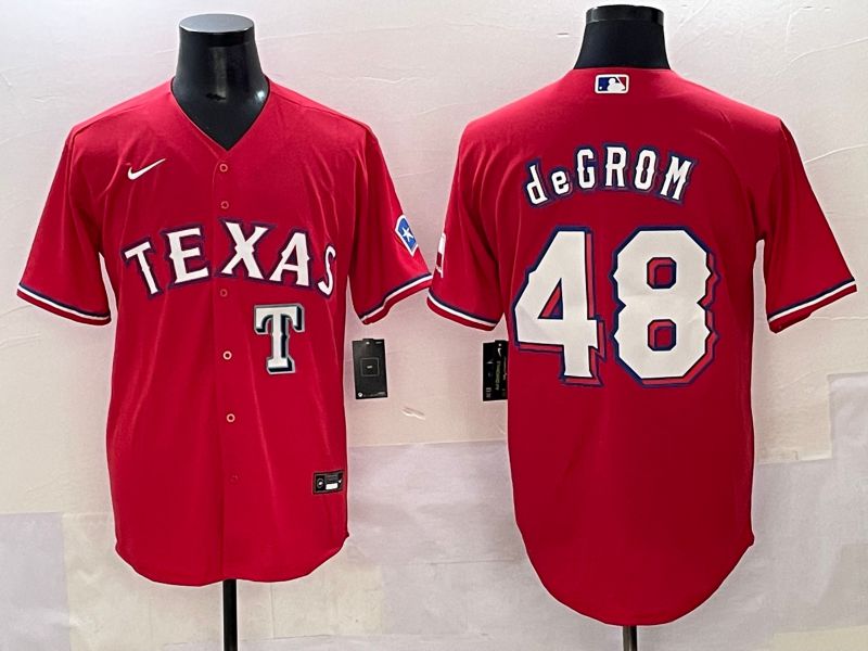 Men 2025 Texas Rangers #48 Degrom Red Game Nike MLB Jersey style 4->texas rangers->MLB Jersey